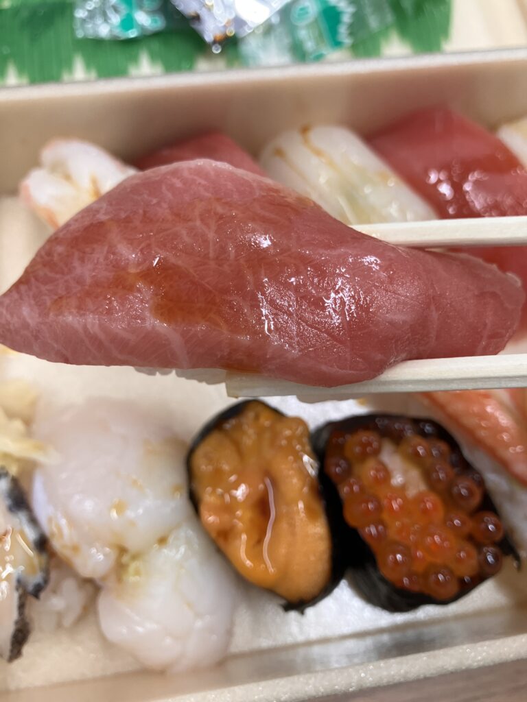 Tuna in Umai Sushikan’s bento from Sendai