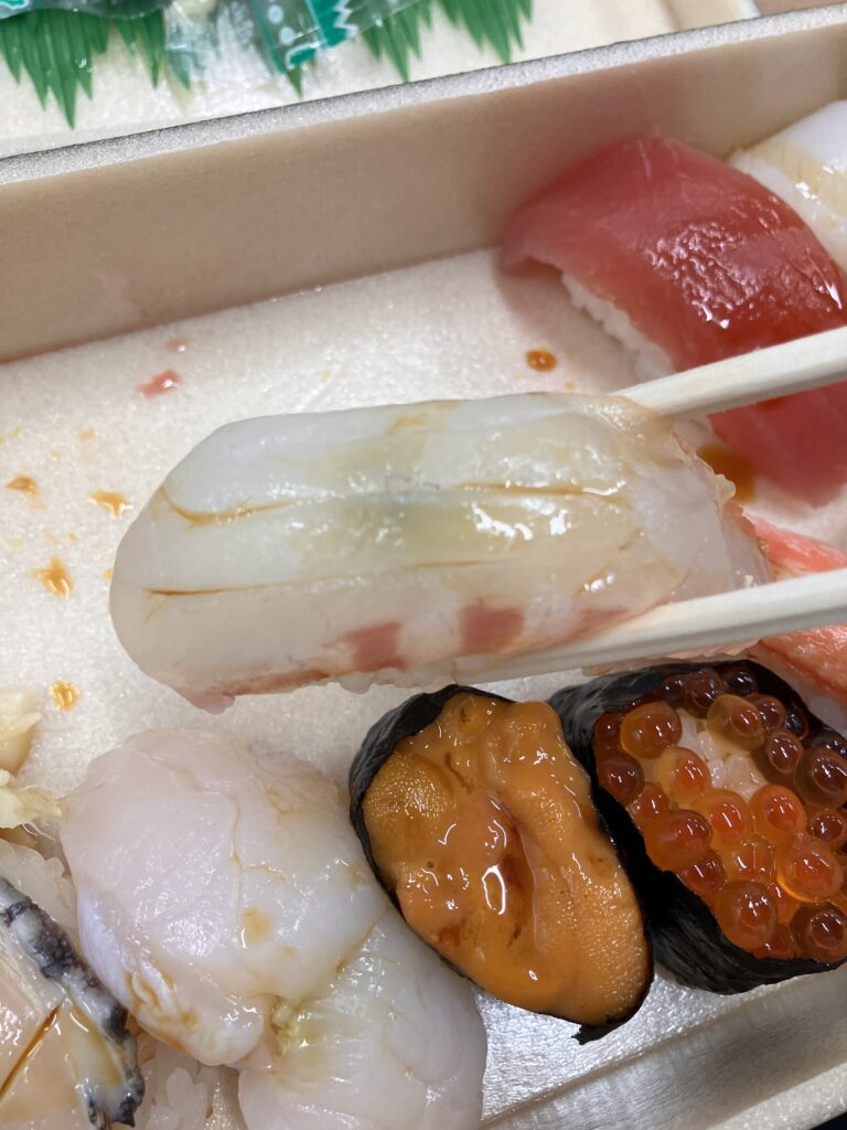 Sea bream in Umai Sushikan’s bento from Sendai