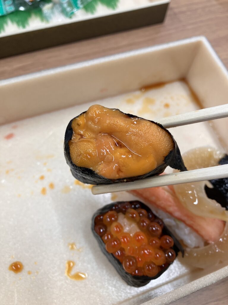 Sea urchin in Umai Sushikan’s bento from Sendai